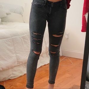 American Eagle black ripped skinny jeans, stretchy